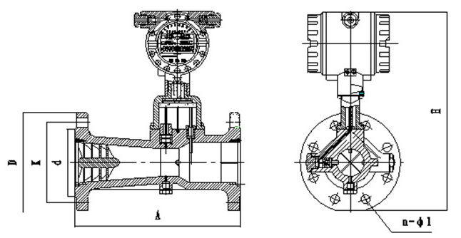 旋進旋渦流量計外形圖