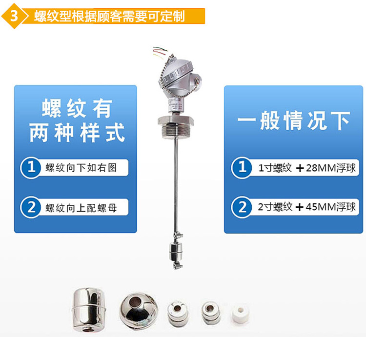 衛生級浮球液位計螺紋分類圖